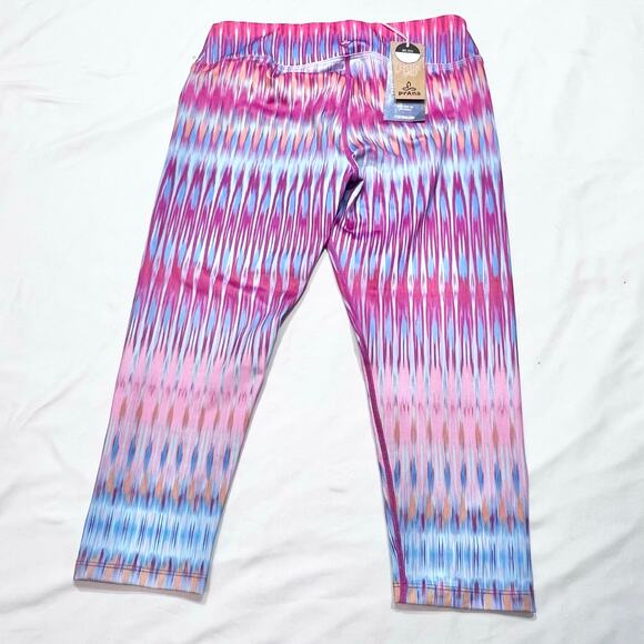 Prana Roxanne Leggings Women Medium Mid Rise Fitted Pink Blue White New - Picture 3 of 6